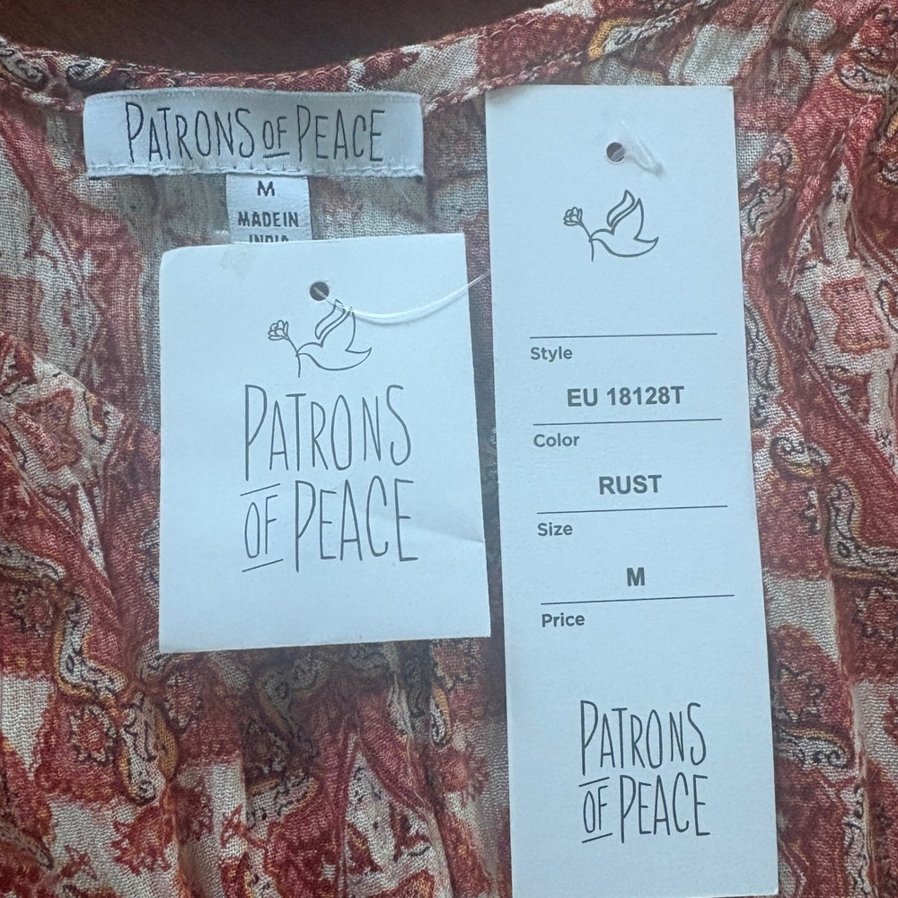 NWT Patrons of Peace Maxi Dress Paisley Tiered Medium Boho Cottagecore Women - Picture 3 of 13